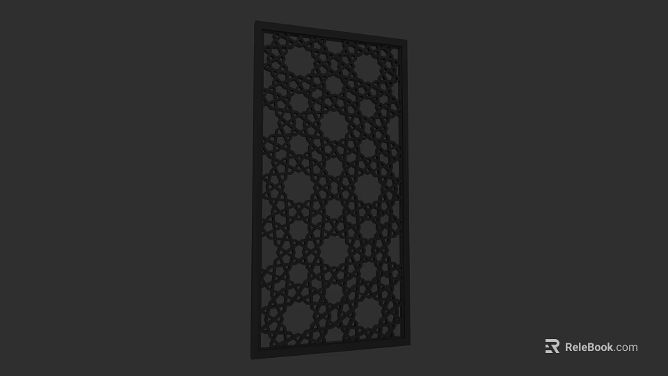 Black Room Divider Cabinet With Intricate Circular Perforated Patterns For Space Separation 3d model 
