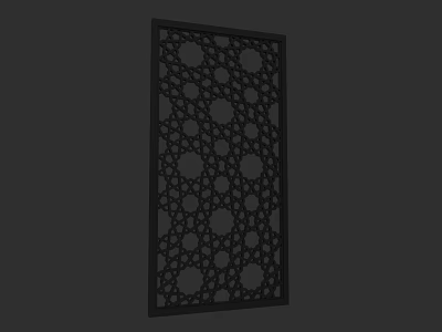 Black Room Divider Cabinet With Intricate Circular Perforated Patterns For Space Separation 3d model