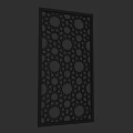 Black Room Divider Cabinet With Intricate Circular Perforated Patterns For Space Separation