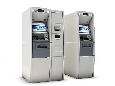 Self Service ATM Machines As Modern Public Facility With Digital Screens 3d model