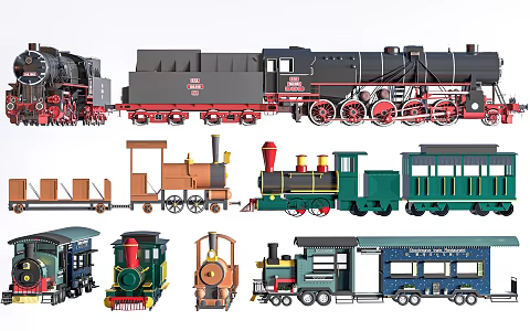 Modern train locomotive sightseeing train country train 3d model