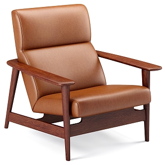 Modern Leisure Chair Mid-Century Show Wooden Skin 3d model