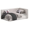 Comfortable Modern Soft Upholstered Kids Bed With Cute Panda Pillows And Multiple Color Choices