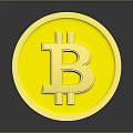 Gold Bitcoin Coin With BTC Symbol And Engraved Text On Shiny Surface