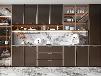 New Chinese Style Wine Cabinet Glass Wine Cabinet Decorative Cabinet Dining Room Cabinet Wine Bottle 3d model
