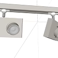Track Mounted Square Design Downlights And Spotlights With Silver Finish 3d model