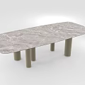 Modern Dining Table With Sleek Marble Top And Cylindrical Legs Design