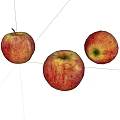 Three Ripe Red Apples with Yellow Spots Isolated on White Background