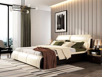 Modern Background Double Bed Commercial House 3d model