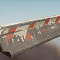 Concrete Road Barrier With Red White Stripes And Chipped Paint For Traffic Safety