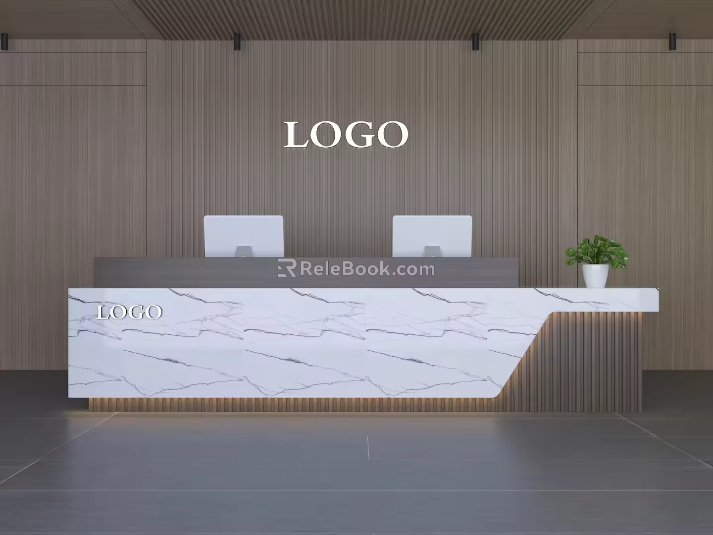 Modern Reception Desk Front Desk 3d model