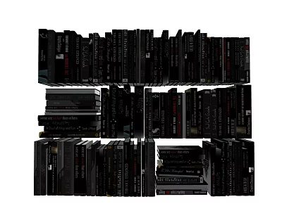 Black Books and Magazines Stacked in Assorted Collection on White Background 3d model