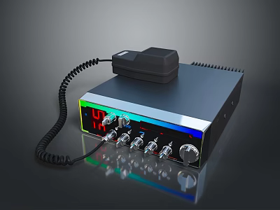 Black Vintage Computer Communication Device With Digital Display Knobs And Top Handset 3d model