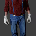 Cartoon Character In Red Shirt Blue Overalls Red Cap And White Gloves From Three Angles