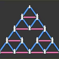 Geometric Pyramid Structure With Blue Pink Rods And White Connectors On Reflective Base