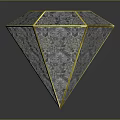 Diamond Shaped Decorative Ornament With Golden Frame Transparent Body And Base Reflection