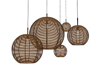 New Chinese Chandelier Woven Zen Chandelier Combination 3d model