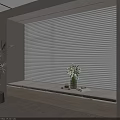 Modern Roman Blinds Window With Seat White Flowers And Green Plant