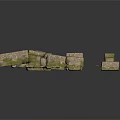 3D Stone Scene Components With Large Blocks Small Pieces And Grass Details