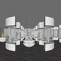 Grand Lobby Interior Design With Marble Columns Pendant Lights Reception Counters Decorative Vases And Artwork
