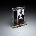 Crystal Photo Frame With Decorative Border And Stand Base Holding Military Uniform Portrait