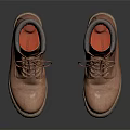 Brown Leather Work Boots With Lace Up Design Thick Soles And Gray Cuffs