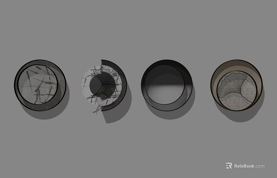 Modern Round Wall Decorations with Cracked Design Hollow Circle and Textured Surface 3d model 