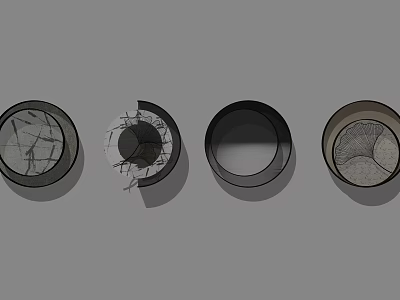 Modern Round Wall Decorations with Cracked Design Hollow Circle and Textured Surface 3d model