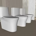 Three Stylish White Toilets with Modern Design in Bathroom Interior Space