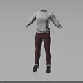 Comfortable Casual Outfit with White Sweater Burgundy Pants and Gray Sneakers