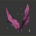 Low Poly Pink Plant With Geometric Leaves On Black Background Showing Reflection And Light Spots