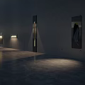Modern Interior Swing Door Design With Dark Wall And Stylish Lighting Fixtures
