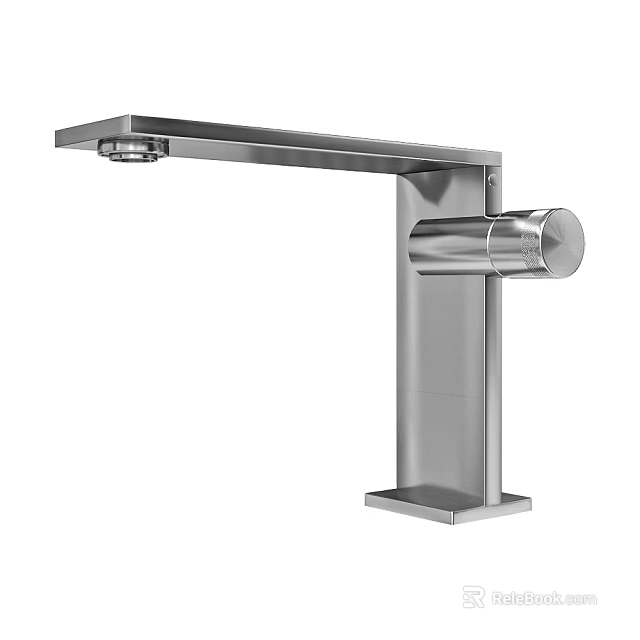 Modern Stainless Steel Faucet With Sleek Design And Long Spout Knob 3d model 