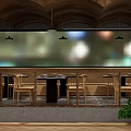 Chinese Style Restaurant Interior With Wooden Structure Circular Decoration Tables Chairs And Chandeliers