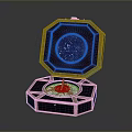 Decorative Lifestyle Item Octagonal Open Wooden Box Featuring Blue Starry Sphere And Golden Trim