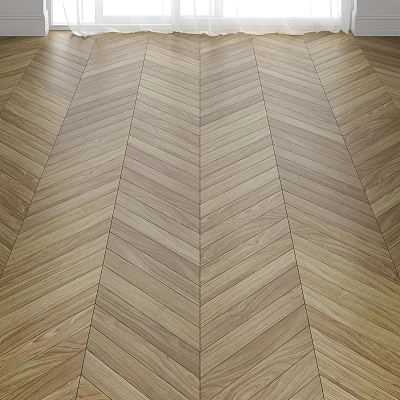 Herringbone Pattern Wooden Floor With Natural Wood Grain And Classic Layout Design 3d model