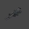 Four Black Tactical Rifles With Long Barrels Scopes And Magazines