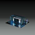 Modern Tech Display Device With Transparent Panels Blue Accent Lines And Digital Signage
