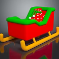 Doll Sleigh with Red Body Green Seat White Balls and Red Star Patterned Cushion