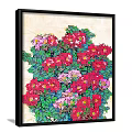 Vibrant Plant Painting With Red Pink Flowers And Green Leaves Decorative Art