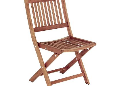 Durable Wooden Folding Leisure Chair With Slatted Back And Seat Design 3d model