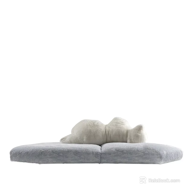 Soft Gray Sectional Sofa With Plush Cushions For Modern Living Room 3d model 