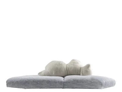 Soft Gray Sectional Sofa With Plush Cushions For Modern Living Room 3d model