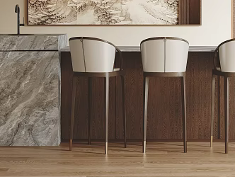 New Chinese Bar Chair Combination Bar Chair High Chair 3d model