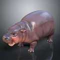 Detailed 3D Hippopotamus Sculpture With Standing Pose Open Mouth And Smooth Texture