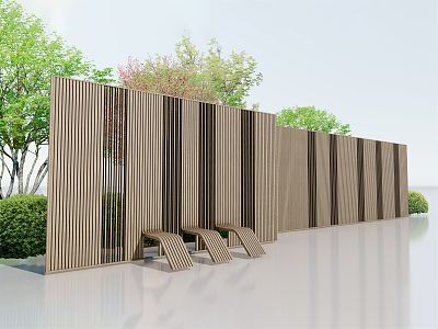 Modern landscape wall wooden grille wooden landscape wall grille landscape wall wooden bar stool stripe structure 3d model