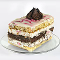 Delicious Layered Cream Cake With Tea Mint And Lime Slices