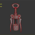 Silver Corkscrew Tool With Spiral Drill And Support Stand Design