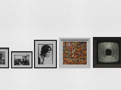 Wall With Various Framed Artworks Photos Paintings And Decorative Pieces 3d model