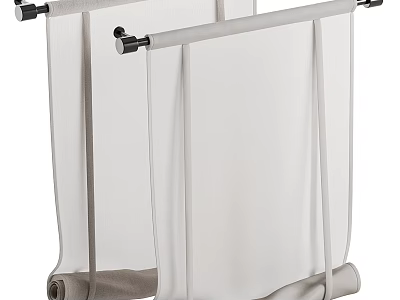 Modern White Sheer Curtain With Roller Design And Curtain Rod For Home 3d model